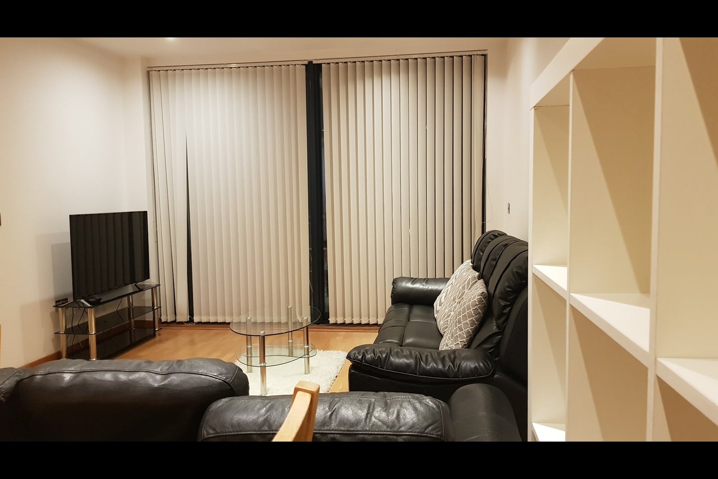 Living room in our photographed Roach Road apartment